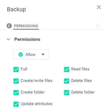 Dashboard data-access policy rule - Permissions tab, allow all example, allow all