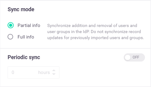 Dashboard IdP synchronization confifguration